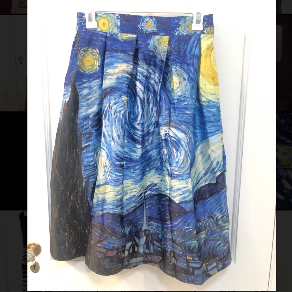 Van Gogh Starry Night Full Cocktail Skirt - Sz M